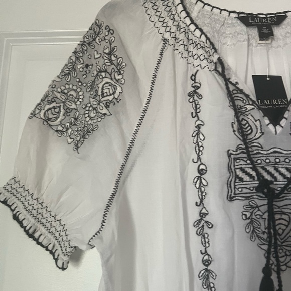 NWT Women Lauren Ralph Lauren Embroidered Cotton Voile Dress White  Lined Sz 10 - Picture 12 of 16